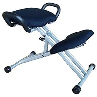 Kneeling Office Chair with Handles, Metal Frame and Black Fabric - WL-1429-GG
