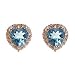 Jewelry : Rose Gold over Sterling Silver Aqua Glass Heart with White Pave Clip On Earrings