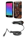 LG Logos (U.S. Cellular) - Hunter Forest Tree Camouflage Dual Layer Anti-Shock Dynamic Case + Atom LED + 1A (1100 mAh Output) Universal Micro USB Car Charger