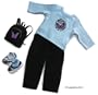 Blue School Outfit with Pants, Shirt, Dolls Backpack and Snickers for 18" American Girl Dolls