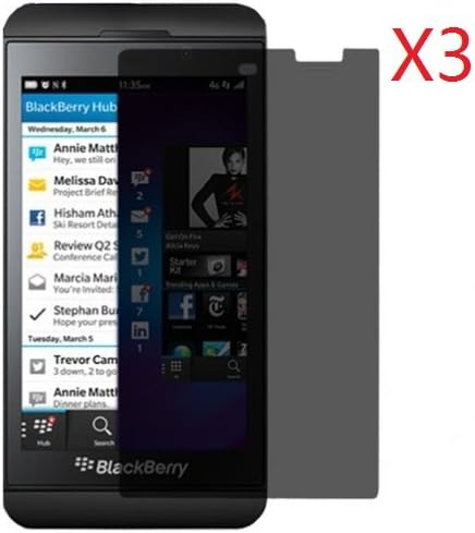 ALAPU(TM) Premium Privacy Anti-spy Screen Protector Flim for BlackBerry Z10 - 3 Packs ( Micro-Fiber Cleaning Cloth Included )