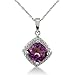 1 1/2ct Amethyst and Diamond Cushion Cut Pendant title=