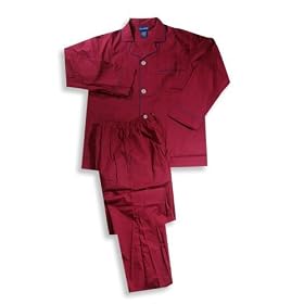 John Ashford - Mens Long Sleeve Broadcloth Pajamas, Burgundy