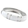 Double Bar Enamel Bangle Bracelet - White