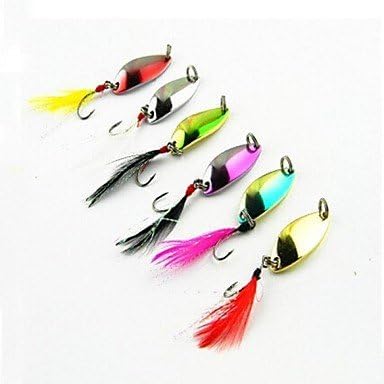 Usy Hot Sale New 4g Metal Spoon Colorful Fishing Lure with Feather Hook (10pcs)