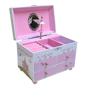 Fairy Princess 4 Drawer Music Jewelry Box with Spinning Fairy