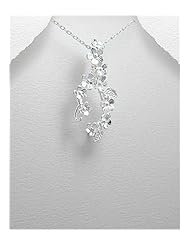 Flower Pendant Necklace In 92.5 Sterling Silver