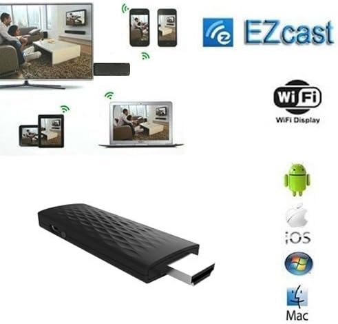 Thunbird Full Hd 1080p Wireless Hdmi Adapter / Miracast Dongle/ Ezmirror / Dlna / Airplay / Real Time Display Function, 2.4G Wireless Display Dongle Adapter 1080P HDMI Dongle Mirror Camera Photo Music Video Game &amp; Entire Screen for iPhone / iPad /Mac Book (DLNA iOS7+ Airplay), Android Phones Tablets 4.2+ (Miracast), Windows 8.1 Laptops Computers (Miracast Intel WIDI)