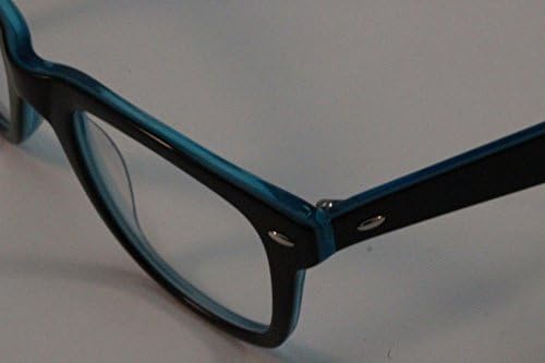 Geek Wayfarer Glasses by EyeCouture Optical Quality Medium Vintage Nerdy Frame (Black & Transparent Aqua)