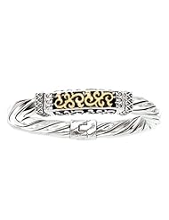 Enchanta Collection designer two-tone silver and 14k gold cuff bracelet