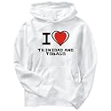 Hoodie Mens White "I love Trinidad And Tobago " Countries