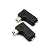 CY 2pcs 90 Degree Left & Right Angled Mini USB 5pin Male to Micro USB Female Data Sync Power Adapter