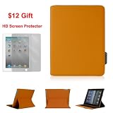 Wardmaster Patent TDS Techonology Ipad 2 X-fit Luxury Leather Case. The Only Case Combine Build in Ajustable Stand Function, Smart Cover Sleep and Wake up Function,special Wrist Splint Function, Strongest Protection and Lightweight Together + $12 Gift (Orange) (Smooth Grain)