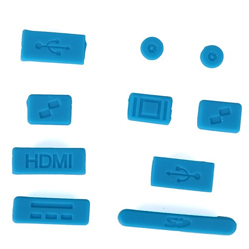 HDE 10pc Anti-Dust Silicone Rubber Port Plugs for MacBook Pro Retina (Blue)