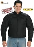Men's Solid Black Motorcycle Mesh Breathable Jacket with Level-3 Advanced Armor - Size : 2XL