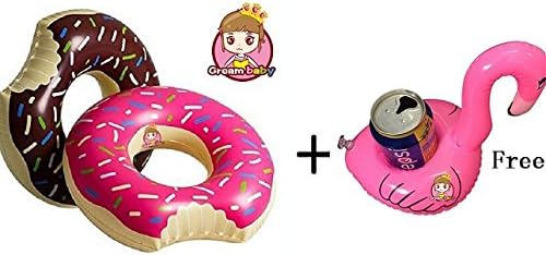 Greambaby Giant Inflatable Pool Float &amp; Raft - 120cm Swirl Donut Pool Float Toys For Adults And Kids. Big Fun Summer Pool Floaties With Colorful Sprinkles For Family And Friends (set of 2)