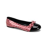 Cute Womens Ballet Flats Shoes Red White Polkadots Bow Costume Accessory