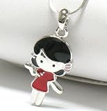 Cute Japanese Kimono Kung Foo Cartoon Girl Charm Necklace