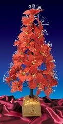 3' Pre-Lit Color Changing Fiber Optic Red Poinsettia Christmas Tree