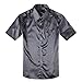 ZERDSKY Men's Regular-Fit Satin Shiny Solid Color Shirt