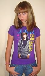 JUSTIN BIEBER T-SHIRTS - SEXY TIGHT PURPLE DELIGHT! JUSTIN BIEBER SHIRT - XS JUNIORS TEE! XS 'TIGHT FIT' TEE!