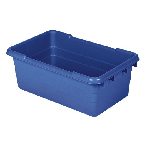 AKRO-MILS 34305 Jumbo Lug Plastic Nest and Cross Stack Tub Tote - 25" x 16" x 9" - Case of 6 - Blue