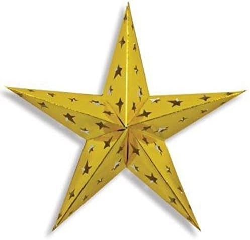 Dreamcasual - Christmas 12" inch DIMENSIONAL FOIL Gold STAR Holiday Party Decoration