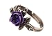 Michal Negrin Silver Coating Ring with Rose; Leaves and Purple Swarovski Crystals