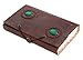 INDIARY Genuine Leather Blank Journal And Handcrafted Paper - Two Natural Stones 9x5 - Green Stones