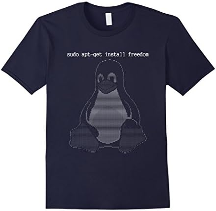 Men's "sudo apt-get install freedom" Linux Enthusiasts T-Shirt Medium Navy