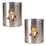 NHL Ottawa Senators Two Piece Stainless Steel Can Holder Set- Primary Logo
