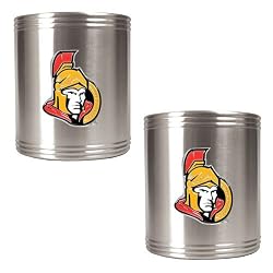Ottawa Senators NHL 2pc Stainless Steel Can Holder Set- Primary Logo by Great American Products