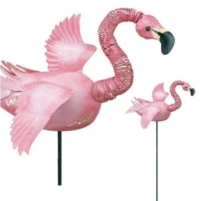 Jiggle Wings Garden Stake - Pink Flamingo - by Regal Gift