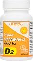 DEVA Vegan Vitamins Vegan Vitamin D 800 IU Tablets, 90-Count Bottle