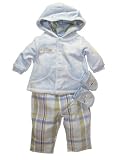 Velour Hooded Jacket & Plaid Cotton Pant Outfit by Creme De La Creme