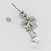 New Fashion 14g Pearl Butterfly with 2-tassel Bowknot Navel Ring Belly Button Bar barbell