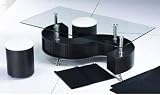 S Shape Clear Glass / Black Coffee table + Storage Draws 2 Stools & Chrome 41AfheQ7bVL. SL160