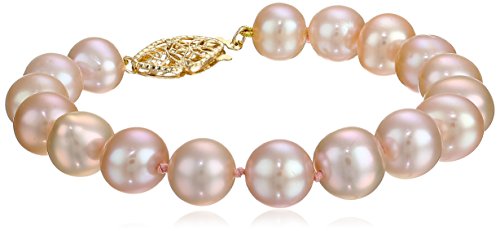 AuraPearl 14k Gold Freshwater Cultured AA Quality 8-9mm Pearl Bracelet