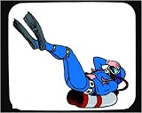 Mouse Pad with diver, jumping, wetsuit, scuba, diving