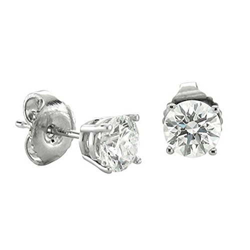 14k White Gold NATURAL Diamond Stud Earrings ( 0.60 Carat )