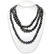Ultra-Luster Peacock Black Baroque Cultured Pearl Rope Necklace (65") by HinsonGayle