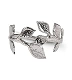 Polished Silver Tone Leaf Fashion Solid Bangle Bracelet