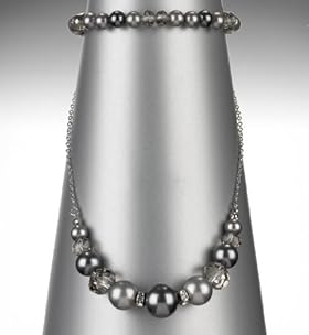 Faux Pearl Diamanté Beaded Necklace 