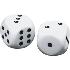 Low Vision Large Dice White with black dots