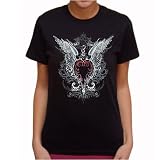 Girls Gothic Heart Sword Skull T-shirt