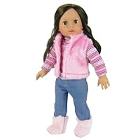 Pink Fur Vest, Shirt & Jeans, 3 Pc. Set Fits 18' American Girl Dolls, Doll Boots are not included