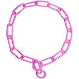 Platinum Pets Coated Fur Saver Chain Training Collar, 19-Inch by 3mm, Pink