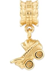 Reflection Beads Silver Gold Plated Baby Carriage Baby Dangle
