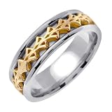 7mm Stylish 18K Two Tone Gold Celtic Wedding Band