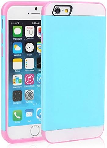 Vandot 1X iPhone 6 6G (4.7 inches) Hybrid TPU Hard + Soft Silicone Case Cover Matt Bling Glitter Case Cover Premium Slim Case Protection Protective Backside Case Cover for iPhone 6G - Sky Blue + White + Light Pink